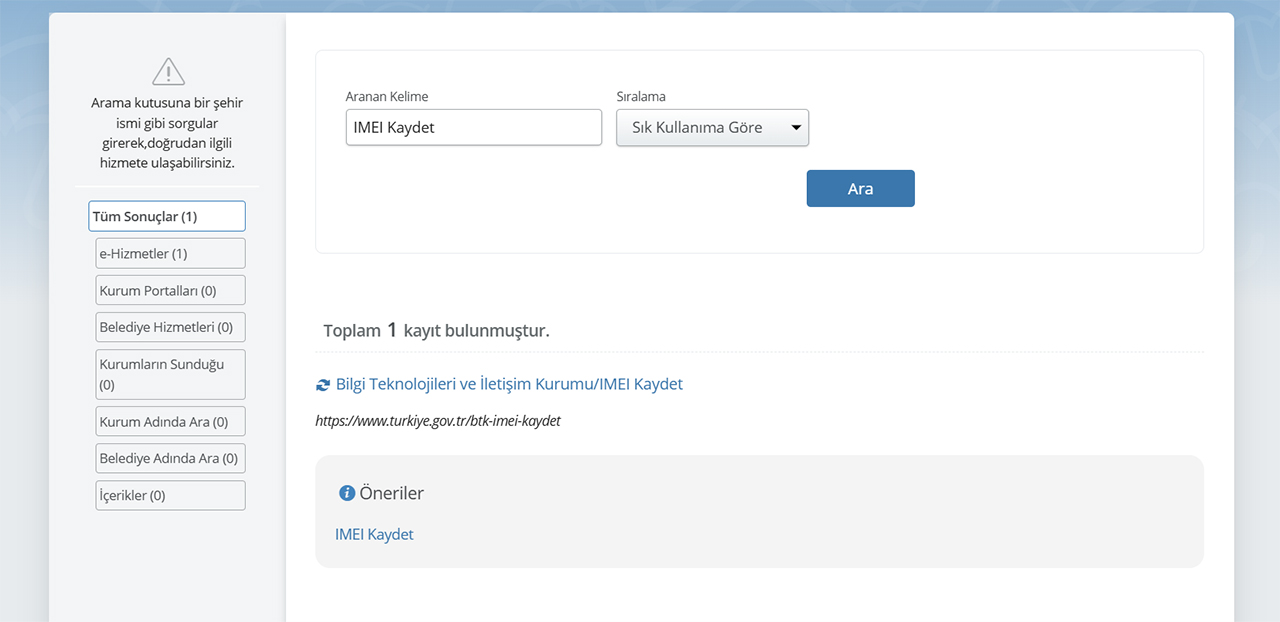 e-devlet IMEI kaydet