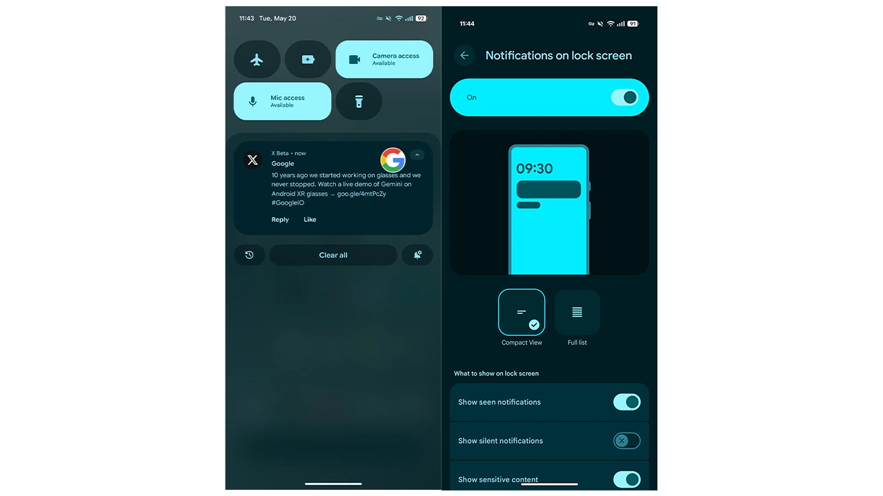 Android 16 yeni tasarım