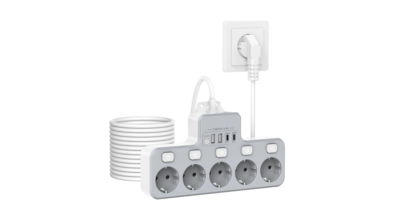 Techuoso 5'li Duvar Prizi/ Çoklayıcı