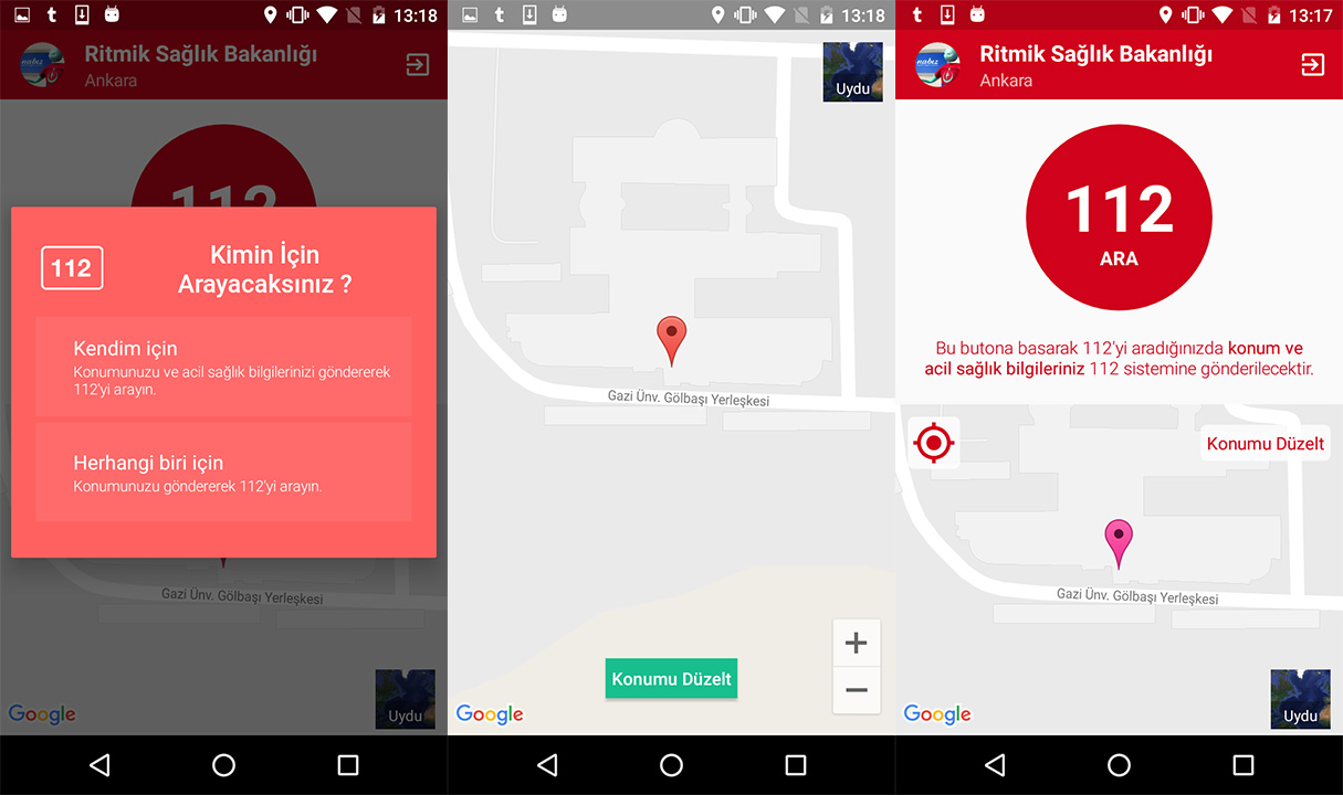 112 Acil Yardım Butonu
