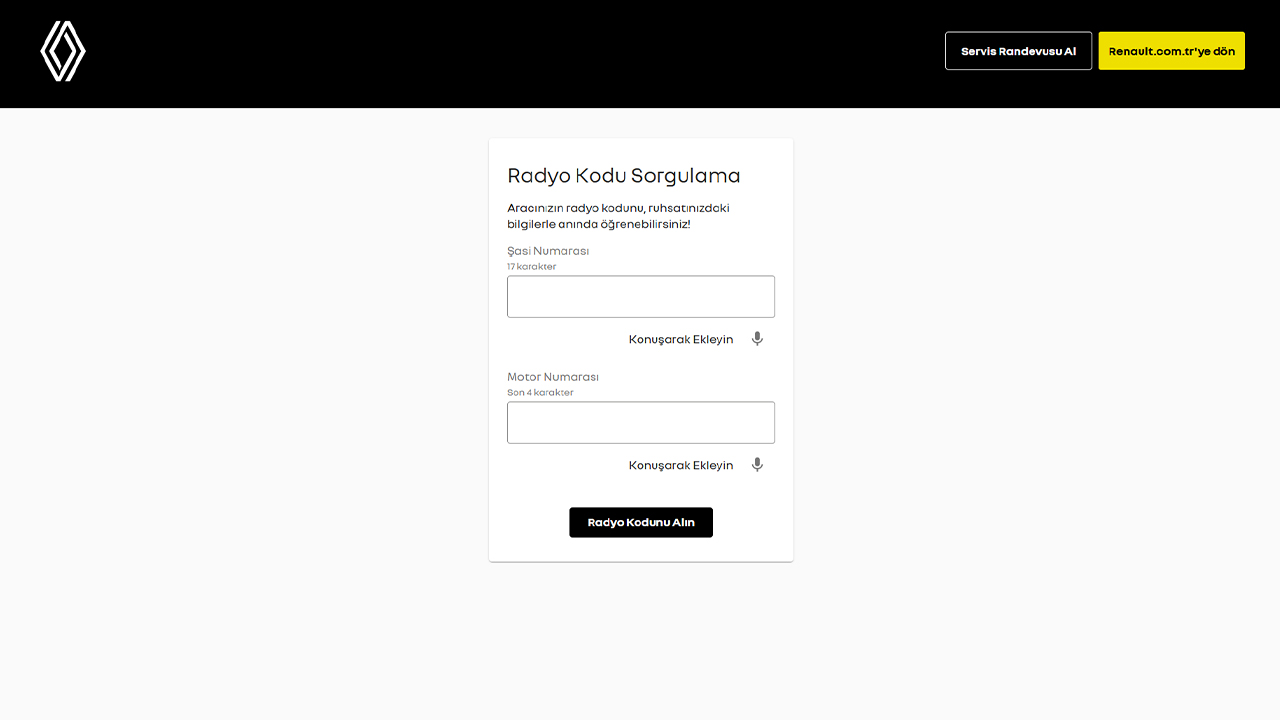 renault radyo kodu sorgulama