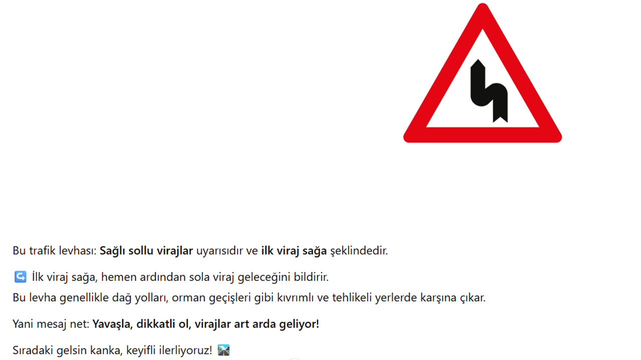 sola tehlikeli devamlı viraj