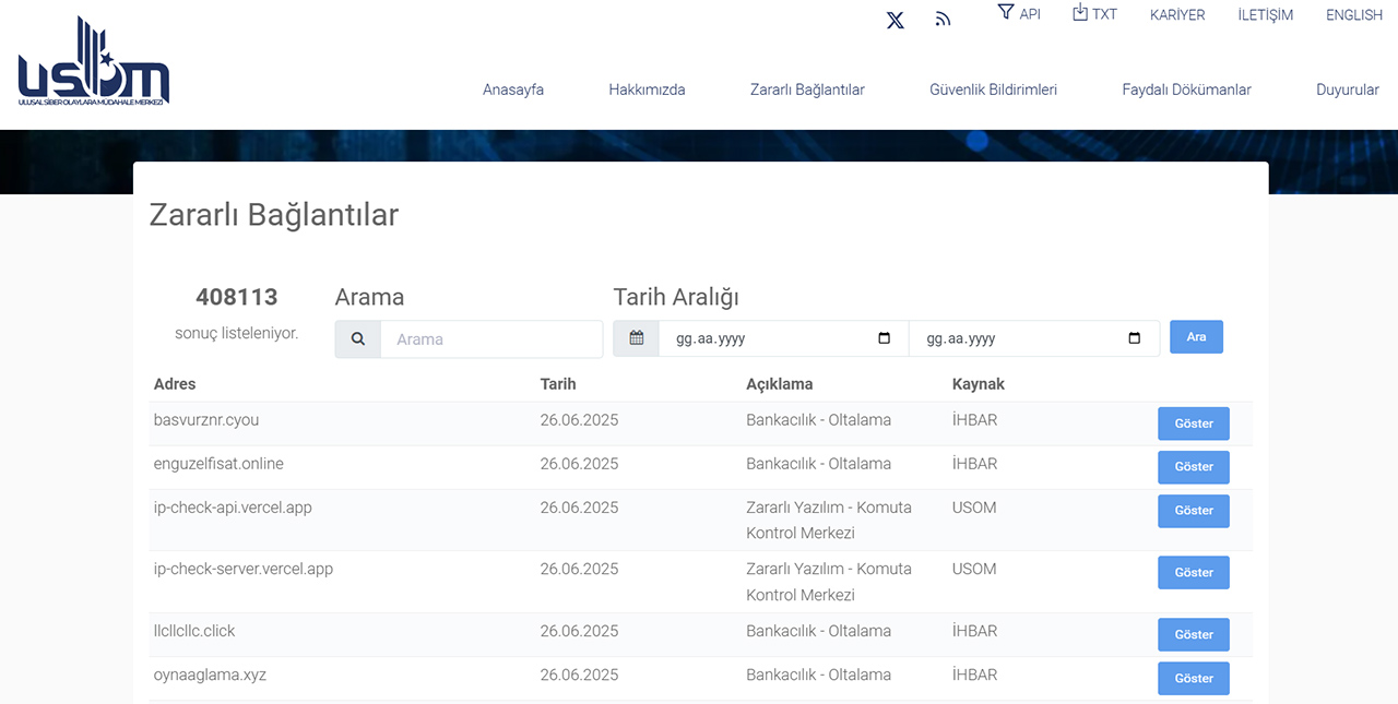 usom zararlı bağlantılar