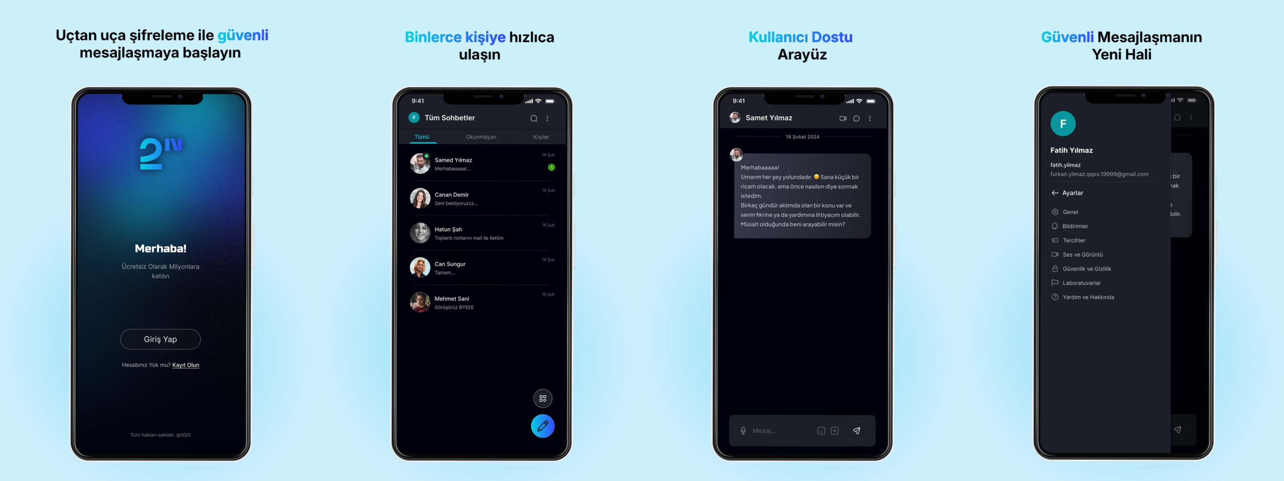 Next Mesajlaşma arayüzü