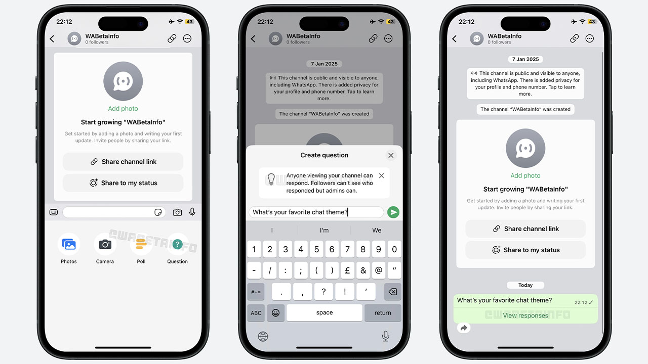 WhatsApp kanalları soru özelliği
