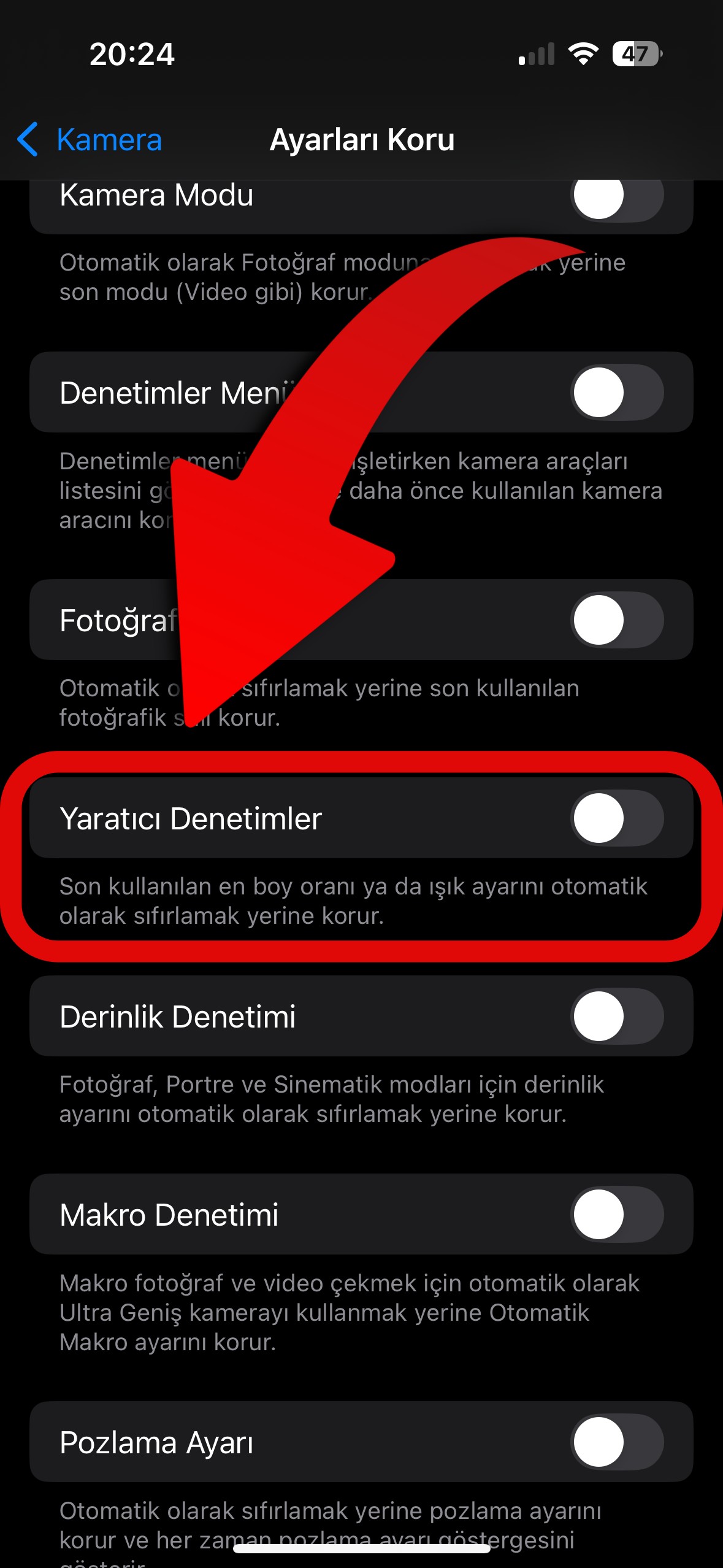 iPhone kamera ayarı