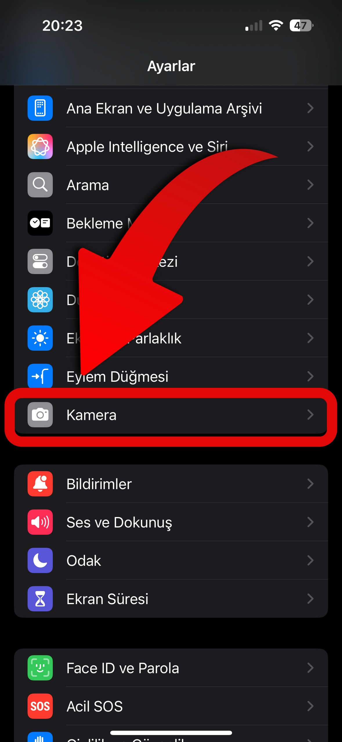 iPhone kamera ayarı